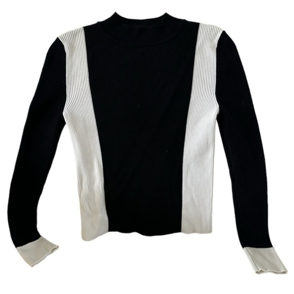 Black and White Crew Neck Sweater